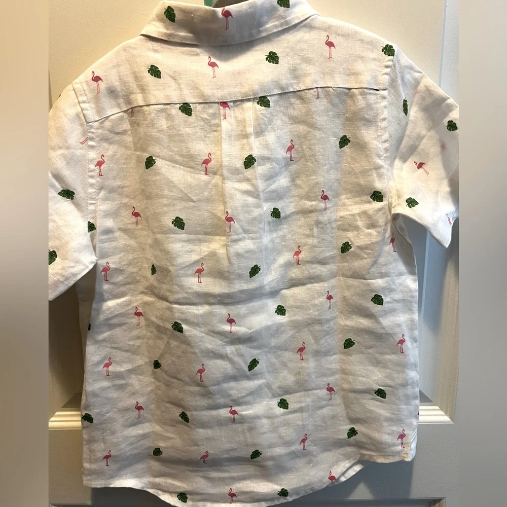Janie & Jack Flamingo linen shirt - Picture 4 of 4
